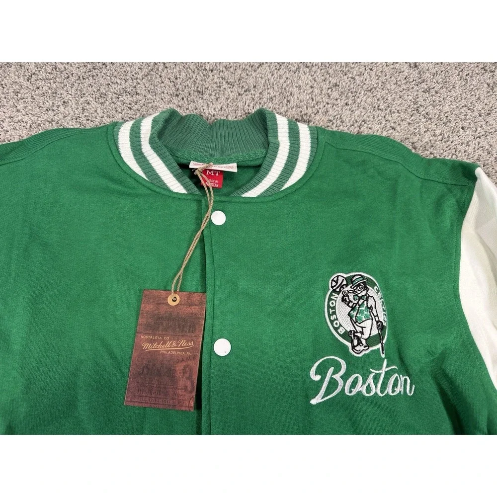 Boston Celtics Jacket Mens MEDIUM TALL Mitchell & Ness Varsity Basketball NWT